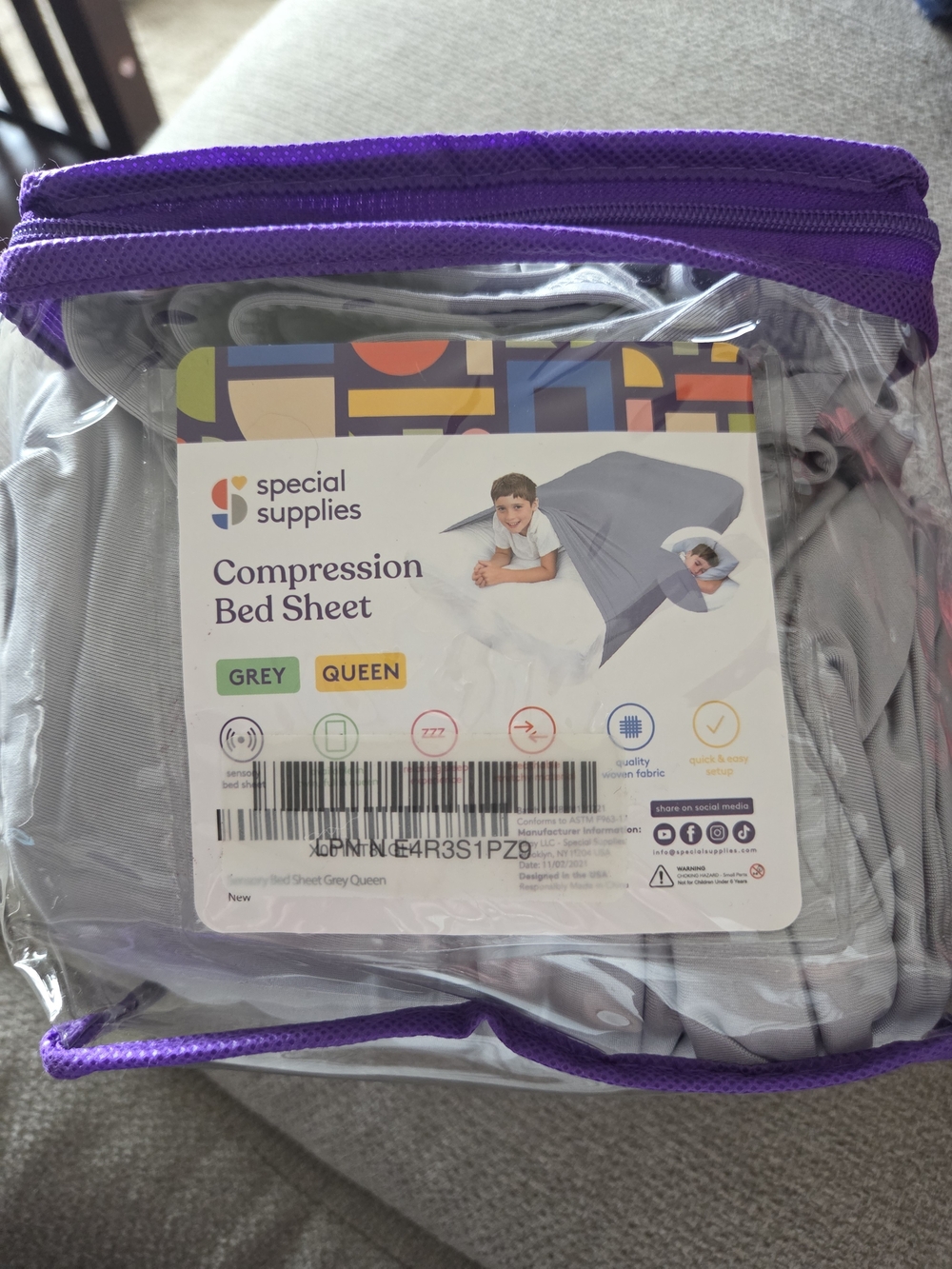 Grey Compression Bed Sheet - Queen